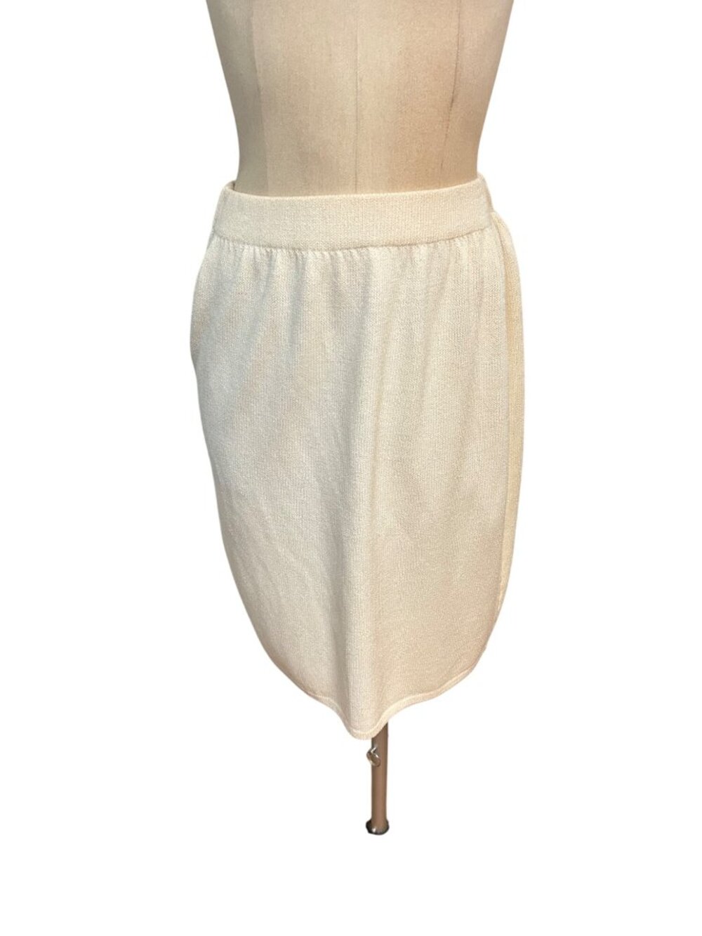 Vintage St John Basics Knit Cream Elastic Waist Skirt size 10 Fits size small